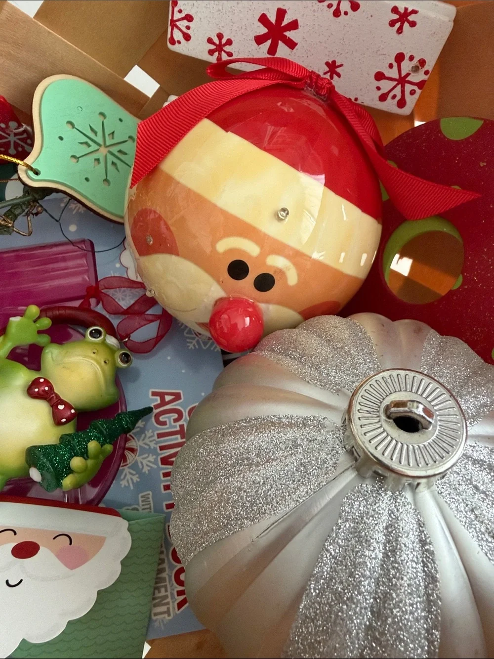 Holiday - Christmas - Decorative - Ornament - Random Set - Red - Silver - Green